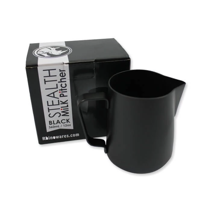 Rhino Black Stealth Milk Pitcher - 12oz/360ml 3 Rhino Black Stealth Milk Pitcher - 12oz/360ml